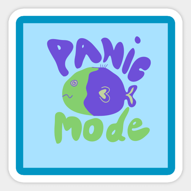 Hand drawn Panic Mode Fish Sticker by Ninadventurous